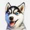 HAPPY SYBERIAN HUSKY FACE EMOJI 3D