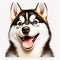 HAPPY SYBERIAN HUSKY FACE EMOJI 3D