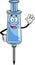 Happy Syringe Vaccine Cartoon Character Waving For Greeting