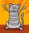Happy tabby cat cartoon illustration