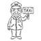 Happy taxi driver. Coloring page