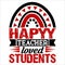 Happy Teacher Loved Students, 14 February typography design