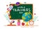 Happy Teacher\\\'s Day Vector Illustration with School Equipment Such as Blackboards, Pencils, Books and Others Background