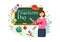 Happy Teacher\\\'s Day Vector Illustration with School Equipment Such as Blackboards, Pencils, Books and Others Background