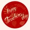 Happy Teachers day banner. Red round sticker lettering