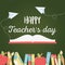 Happy teachers day, book apples pencils crayons paper school