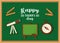 Happy teachers day card with chalkboard and chronometer