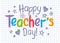 Happy Teachers Day greeting card on squared copybook sheet in sketchy style