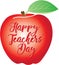 Happy Teachers` Day written on a red apple
