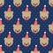 Happy teddy bear with birthday cap seamless pattern.