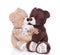 Happy teddy bear family with two children isolated over white.