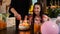 Happy teen girl with birthday cake at party