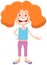 Happy teen girl character cartoon illustration