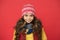 happy teen girl wear warm winter clothes, beauty