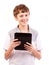 Happy teen with tablet computer