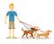Happy teen walking with dog pet flat illustration