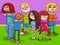 Happy teens cartoon characters group