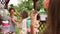 Happy teens have a fan at their birthday party. Two girls and a boy posing for a photo with photo props