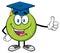 Happy Tennis Ball Cartoon Mascot Character With Graduate Cap Giving A Thumb Up