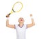 Happy tennis player rejoicing in success