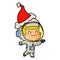 happy textured cartoon of a astronaut man wearing santa hat