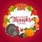 Happy Thanks Giving vector round frame, greeting