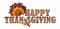 Happy Thanksgiving Art Logo with Autumn Leaves and Turkey Candy Corn Nose