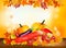 Happy Thanksgiving background with autumn vegetables