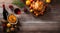 Happy thanksgiving background, roasted turkey seasonal banner with copy space text