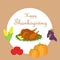 Happy Thanksgiving background with variety of foods