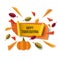 Happy Thanksgiving banner with abstract pumpkin.