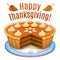 Happy Thanksgiving card, poster, background with pumpkin pie