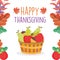 Happy thanksgiving celebration filled basket fuits fresh