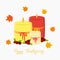 Happy Thanksgiving Colorful Candles Card Vector