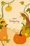 Happy Thanksgiving. Cute fall background with leaves and pumpkins