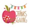 Happy thanksgiving day, apple mushroom berry pennants decoration card