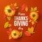 Happy thanksgiving day background with autumn leaves and pumpkins. Vector illustration