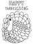 Happy thanksgiving day black outline turkey bird stock vector illustration