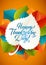 Happy Thanksgiving Day. Calligraphy Greeting Leaf Card With Polka Dot Background. Vector Happy Thanksgiving Card with