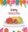 Happy thanksgiving day corn apple and acorns