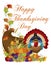 Happy Thanksgiving Day Cornucopia Turkey Illustrat