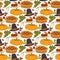 Happy thanksgiving day design holiday seamless pattern background fresh food harvest autumn season vector illustration