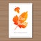 Happy Thanksgiving Day Logo Autumn Traditional Harvest Holiday Greeting Card On Wooden Background
