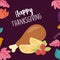 Happy thanksgiving day turkey leg and slices lemon