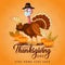 Happy thanksgiving day typography. turkey bird with pumpkins and corn Thanksgiving design use for prints,flyers,banners,