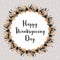 Happy Thanksgiving Day Vector Card. Floral Round Shape Wreath.