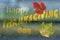 Happy Thanksgiving day written on raindrop spray bubble condensation
