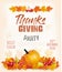 Happy Thanksgiving Flyer with colorful leaves and autumn vegetables