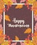 Happy thanksgiving frame foliage leaves berry card