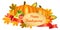 Happy Thanksgiving greeting card. Pumpkins, corn, apples
